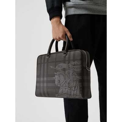 burberry ekd london check and leather briefcase|Heritage EKD Briefcase in Black .